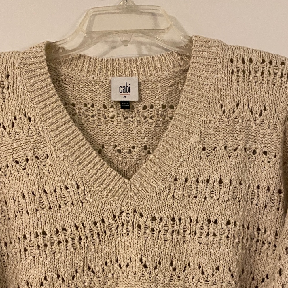 CAbi V-Neck Sweater in Beige - Picture 3 of 4